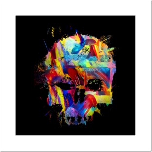 abstract skull with colored brush strokes Posters and Art